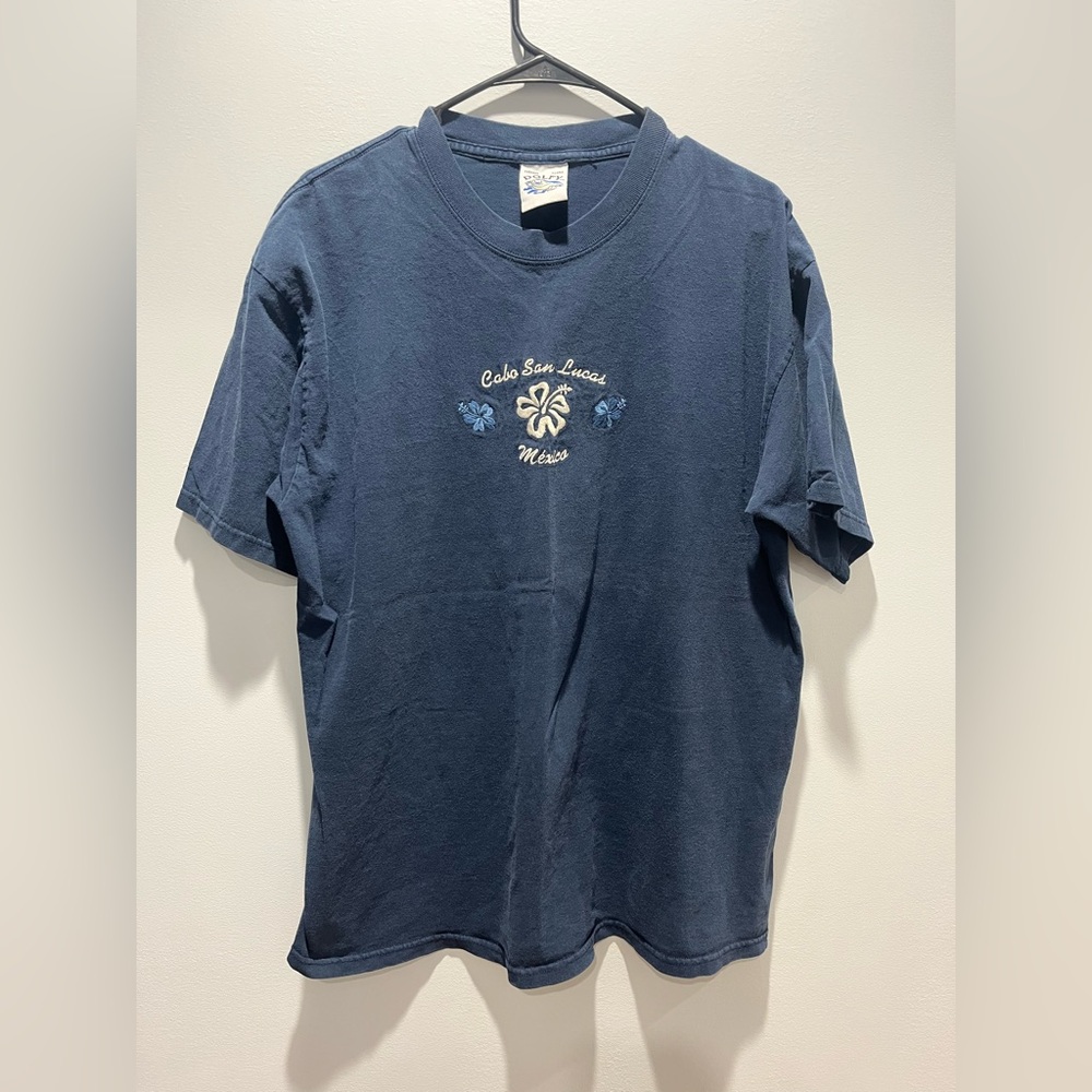 Men's navy blue t-shirt souvenir Cabo San Lucas México‎ hibiscus Flower X-Large